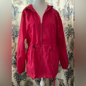 NWOT Chadwick’s Red Hooded Zip Up Windbreaker Size L